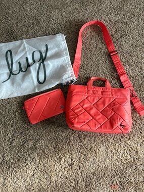 LUG Crossbody Shoulder Bag and Wallet in Coral Red